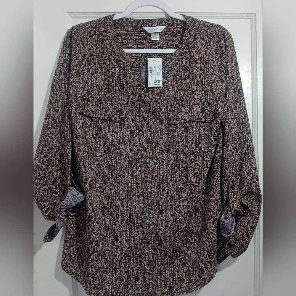 Christopher & Banks Black and Cream Blouse NWT